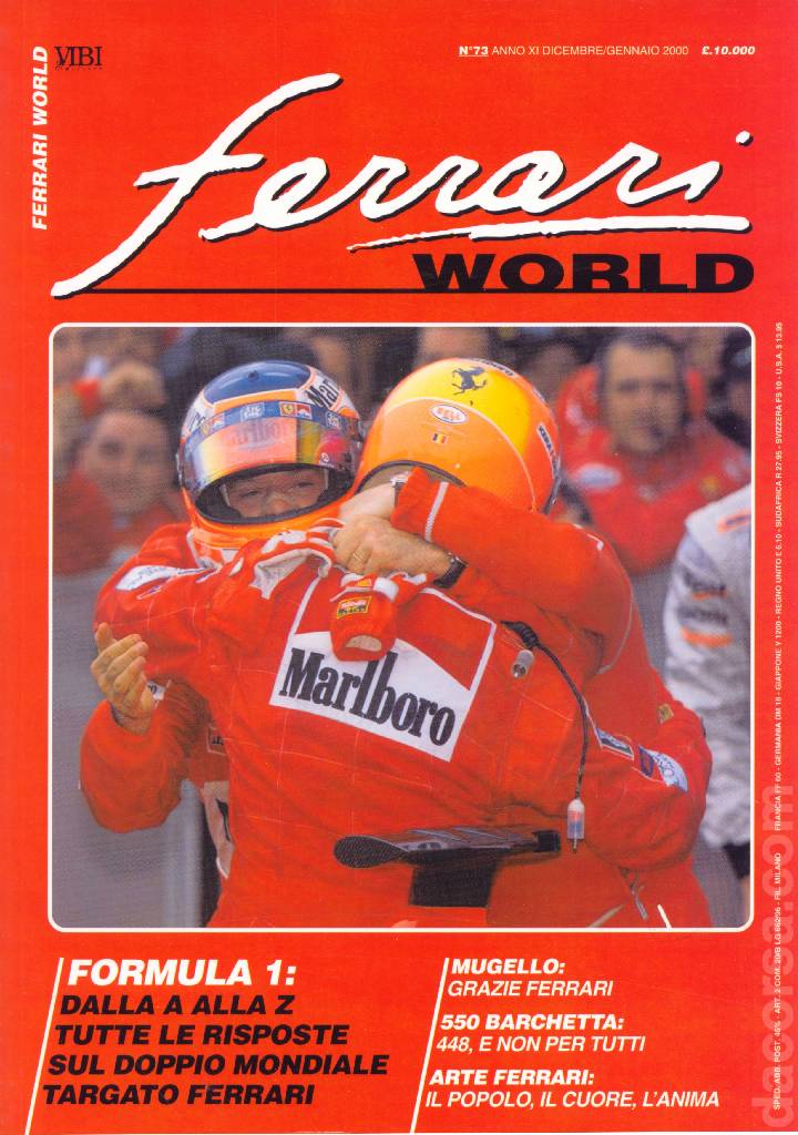 Cover of Ferrari World Italia issue 73, anno XI - Dicembre / Gennaio 200 (2000)