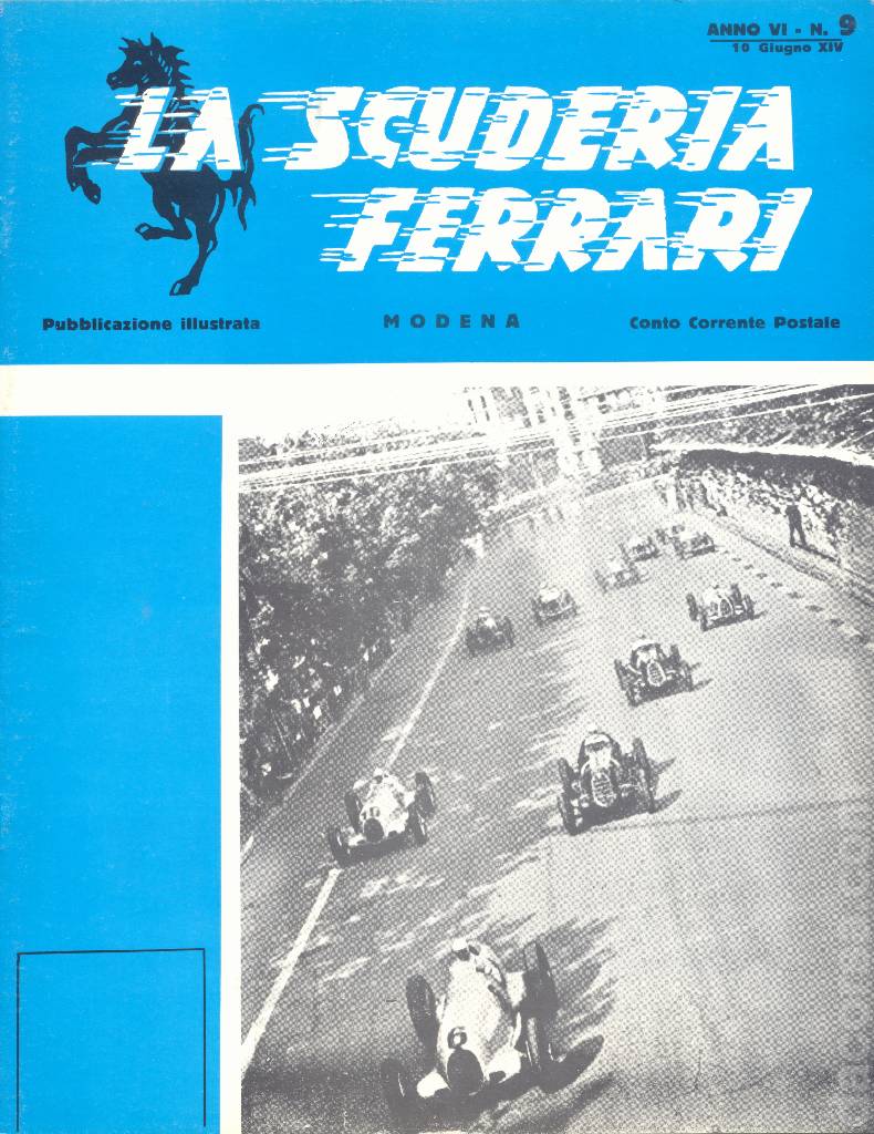 Cover of La Scuderia Ferrari issue 9, anno VI - 10 Giugno 1936