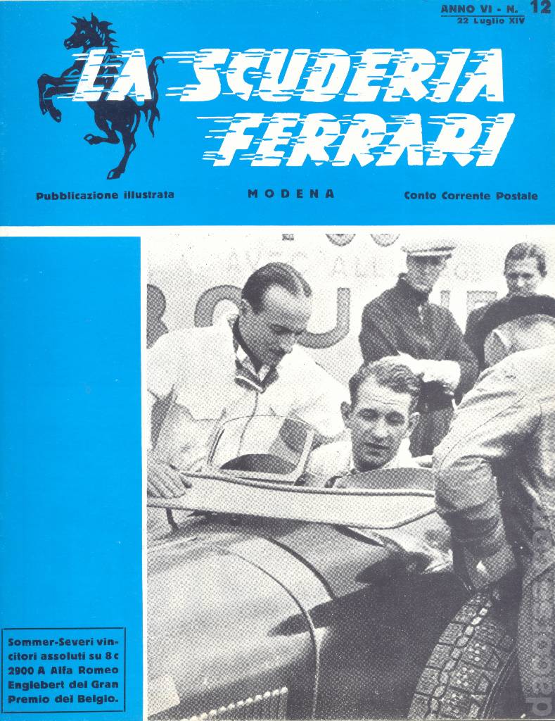 Cover of La Scuderia Ferrari issue 12, anno VI - 22 Luglio 1936