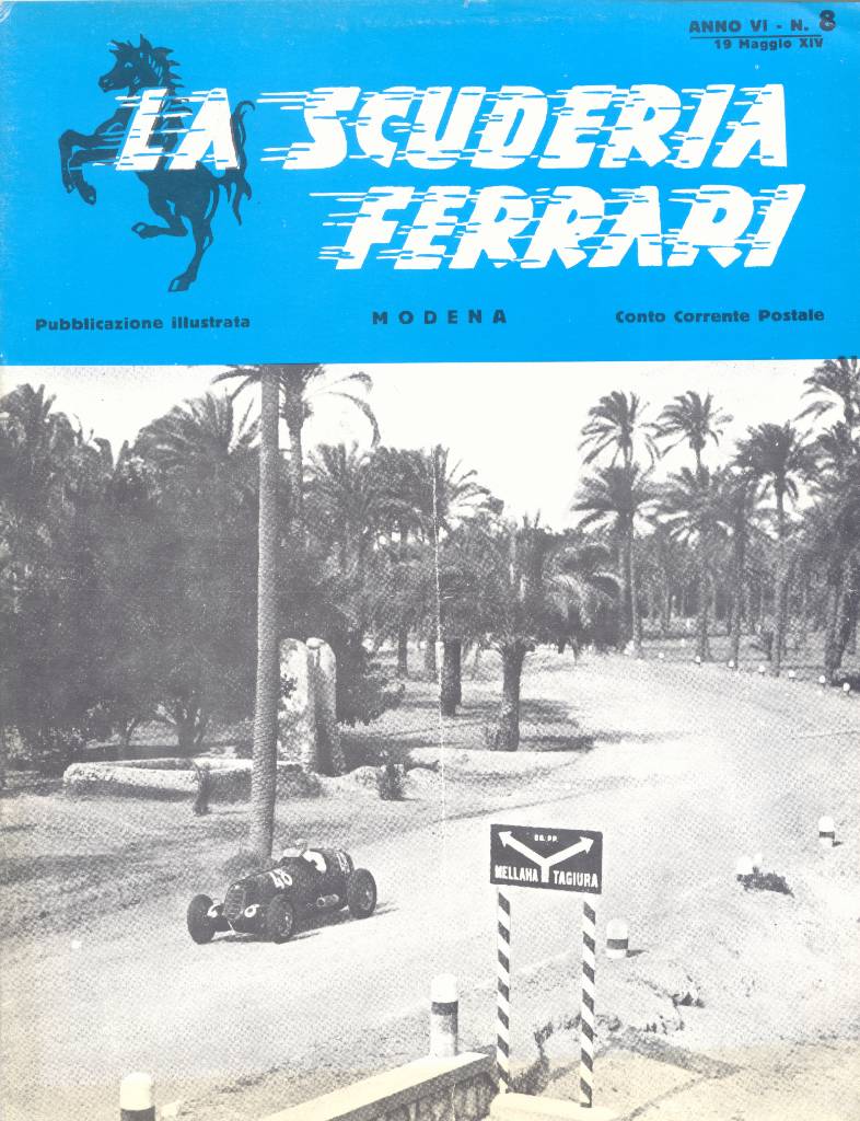 Cover of La Scuderia Ferrari issue 8, anno VI - 19 Maggio 1936