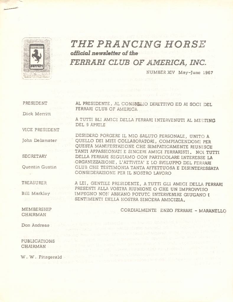 Cover of Prancing Horse issue 14, no. XIV (1967)