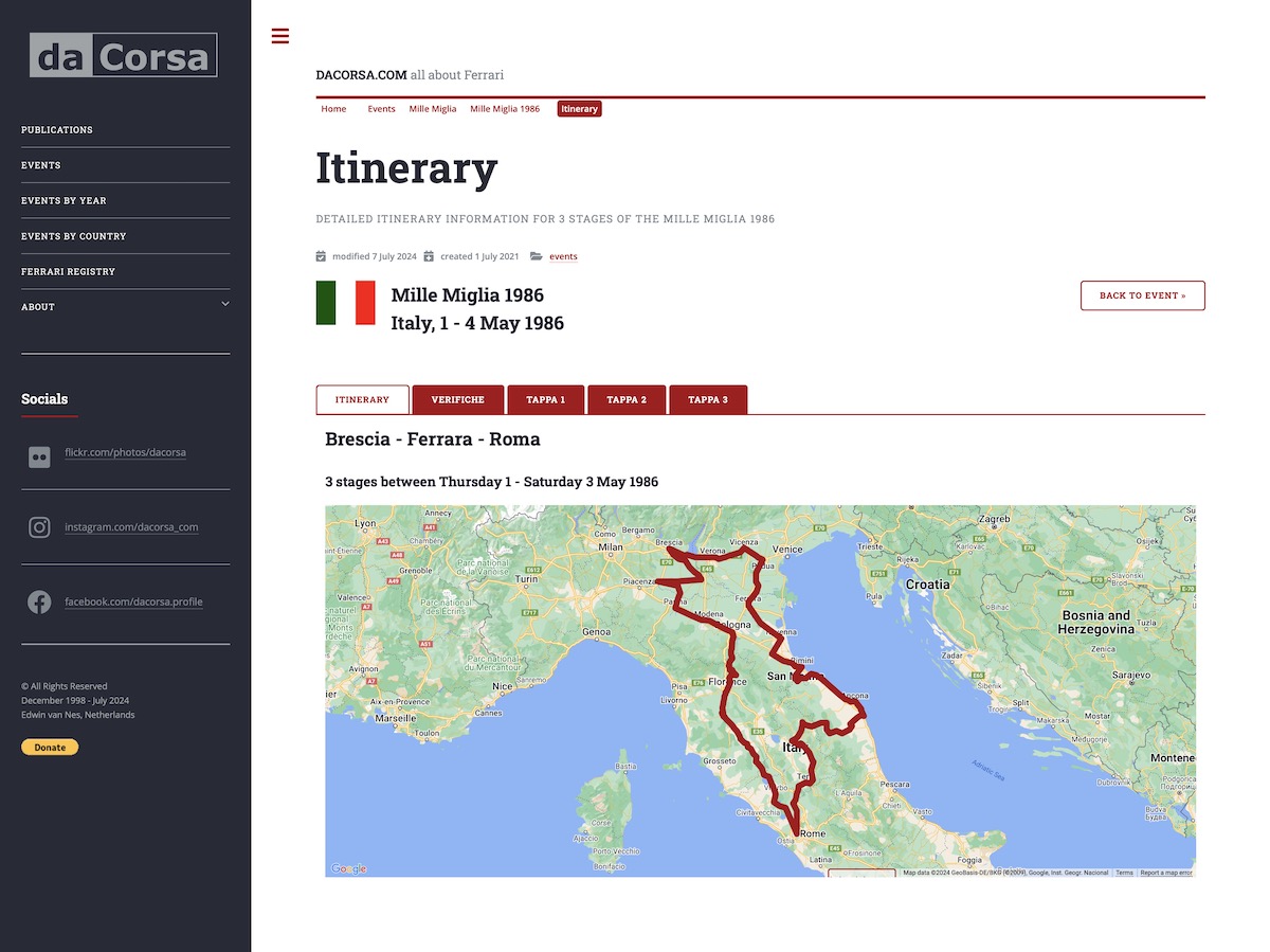 screenshot example of itineraries