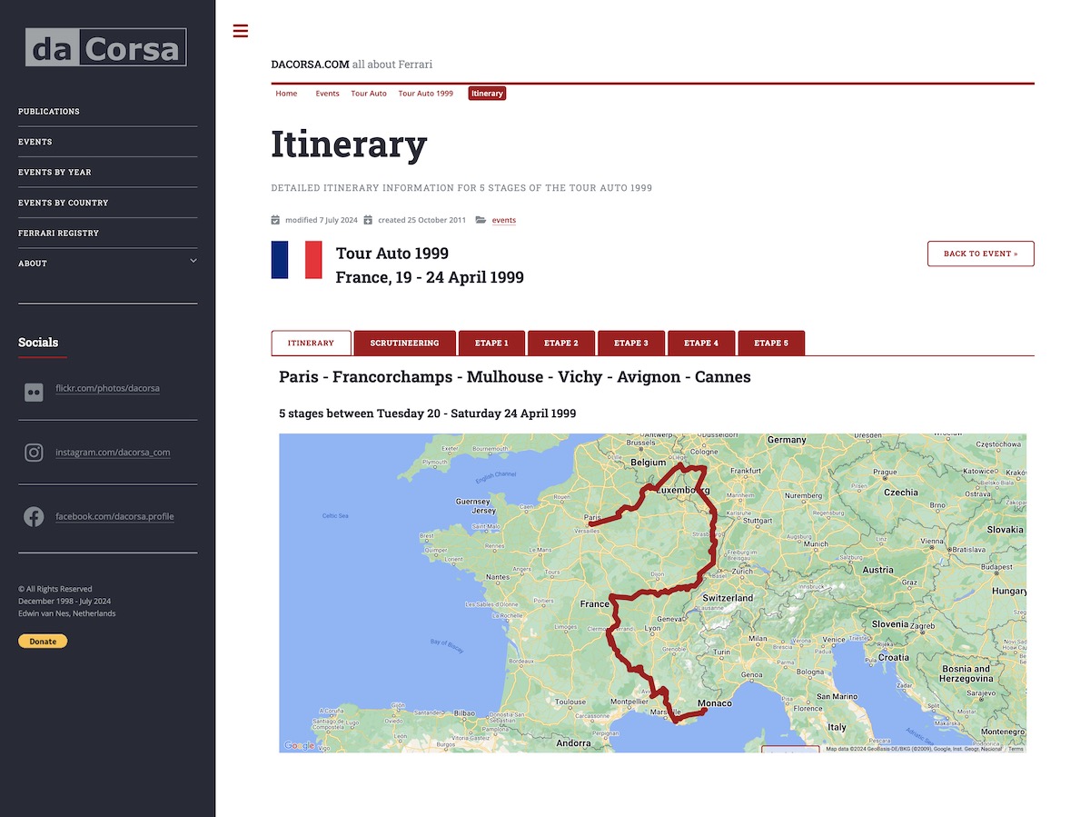 screenshot example of itineraries